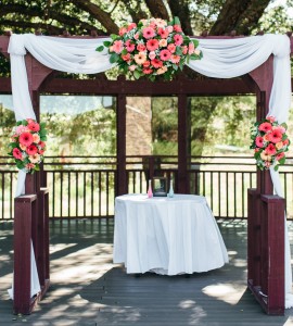 Vivid Coral  Wedding Ceremony Flowers