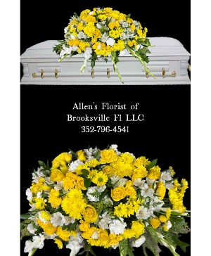 Vivid Remembrance Casket  Fresh cut flowers 
