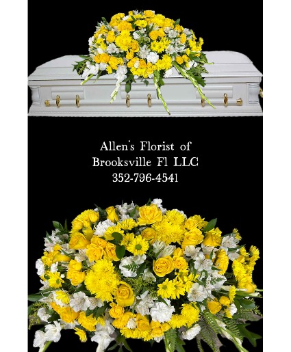 Vivid Remembrance Casket  Fresh cut flowers 