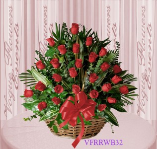 Vogue's Red Roses Basket Arrangement Basket Arrangement