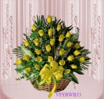 Vogue's Yellow Roses Basket Arrangement Basket Arrangement