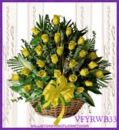 Vogue's Yellow Roses Basket Basket Arrangement