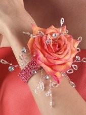Peach Rose Wrist Wedding Corsage