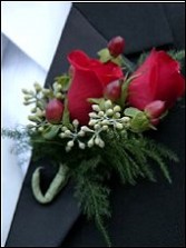 Red Roses with Accents Wedding Boutonniere