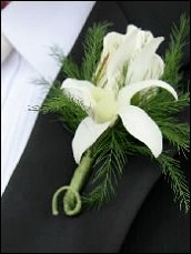 White Orchid & Rose Wedding Boutonniere