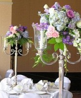 Pastel Candelabra Flowers Reception Arrangements