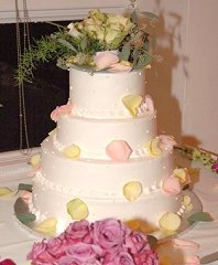 Wedding Cake with Pastel Roses & Seeded Eucalyptus