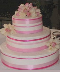 Wedding Cake with Pink & White Tulips