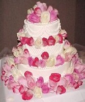 Wedding Cake with Pink & Ivory Roses