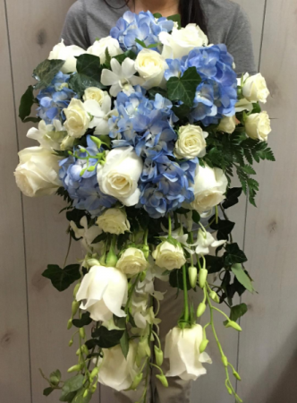 Blue & White Cascade A Davis Floral Design in Fort Worth, TX | DAVIS FLORAL DESIGNS