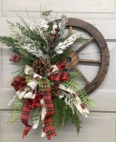 Snowy Wagon Wheel Wreath  