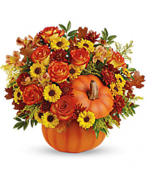 Warm Fall Wishes Country Pumpkin Arrangement