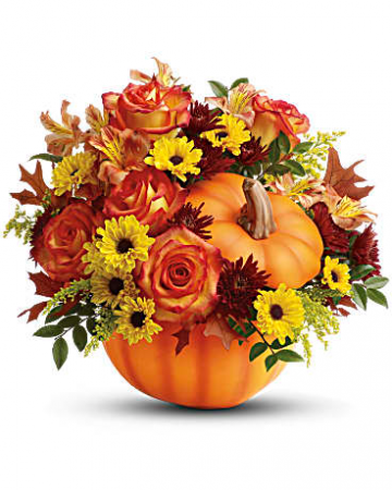 Warm Fall Wishes Pumpkin Fall Bouquet in Riverside, CA | Willow Branch Florist of Riverside