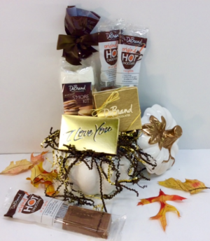 Warm My Heart DeBrand Chocolate Sampler Premium Gourmet Chocolates In Pumpkin in Troy, MI | DELLA'S MAPLE LANE FLORIST Warm My Heart DeBrand Chocolate Sampler Premium Gourmet Chocolates In Pumpkin in Troy, MI | DELLA'S MAPLE LANE FLORIST