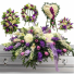 WAS $1400.00/LAVENDER 5 PC FUNERAL PACKAGE.  STANDING SPRAY, WREATH, SOLID HEART PEDESTAL, AND CASKET. 
