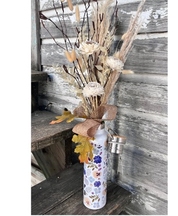 Water Bottle of Dried Flowers Dried Floral Arrangement in Key West, FL | Petals & Vines