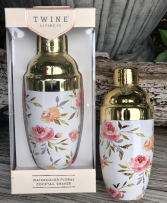 Watercolor Floral Cocktail Shaker by Twine Living 16 oz. Floral Cocktail Shaker