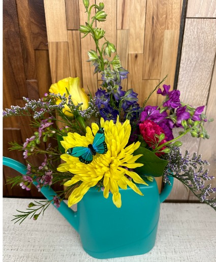 Watering Can Garden Arrangement Mixed Flower