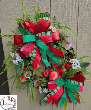 Watermelon Theme Grapevine Wreath 