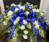 Waves of Blue Casket Spray Blue & White Casket Spray