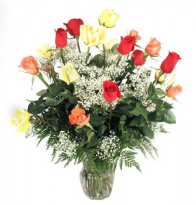 We love you!! 18 Long Stem mixed Roses