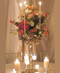 Romantic Candelabra Arrangement Wedding Reception Flowers