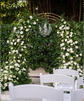 wedding arch  greenery and white 