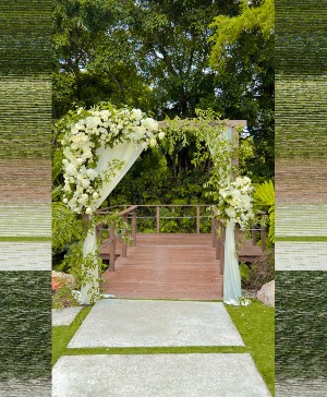 Wedding arch mix white and greenery  