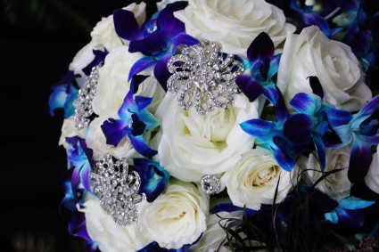 Wedding Bouquet - Blue & White with blings 