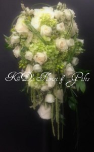 Wedding bouquet In  apple green and creame color