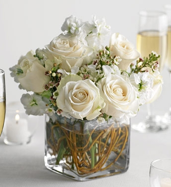 Wedding centerpiece in glass cube  