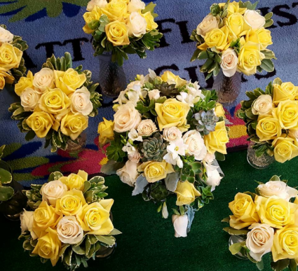 Wedding Flowers Yellow and Cream Roses 