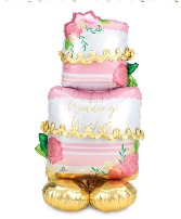 Wedding Wishes Cake Balloon, Inflated 52in high 