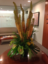 Reception area displays Weekly flower service