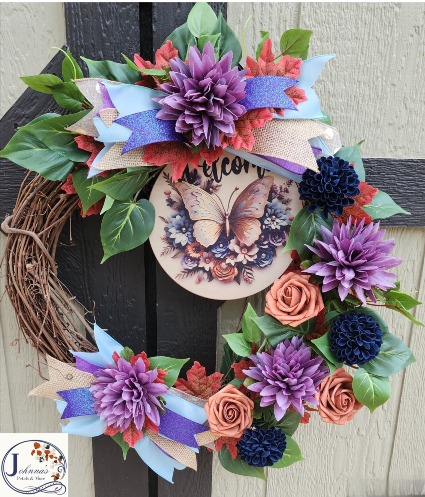 Welcome Butterfly  Grapevine Wreath