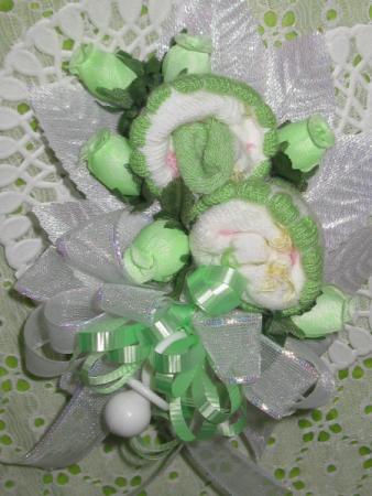 Welcome Little One! Buds 'n Bows Gender Neutral Baby Sock Corsage