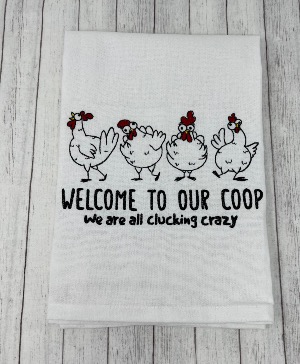 Welcome to our coop Embroidered Hand Towel