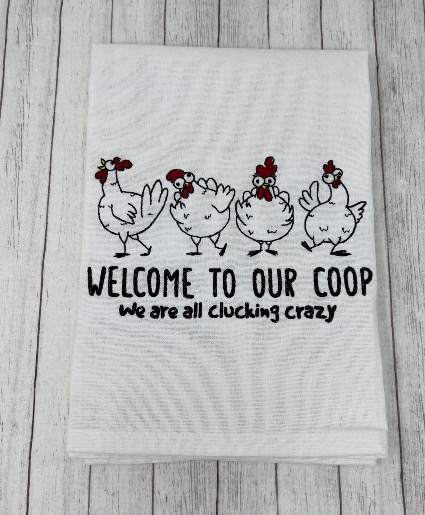 Welcome to our coop Embroidered Hand Towel