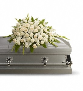 WFC127 Casket Spray - White Roses & Carnations in Westford, MA | WESTFORD FLORIST WFC127 Casket Spray - White Roses & Carnations in Westford, MA | WESTFORD FLORIST