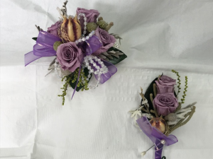 WFP 408 Preserved Purple Tea Roses Corsage & Boutonniere in Westford, MA | WESTFORD FLORIST WFP 408 Preserved Purple Tea Roses Corsage & Boutonniere in Westford, MA | WESTFORD FLORIST
