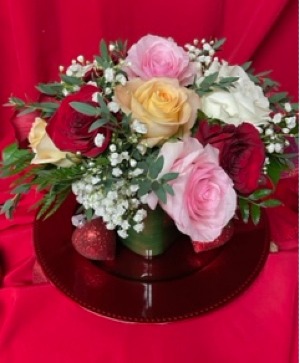 "What's in a name" Dozen mixed roses 