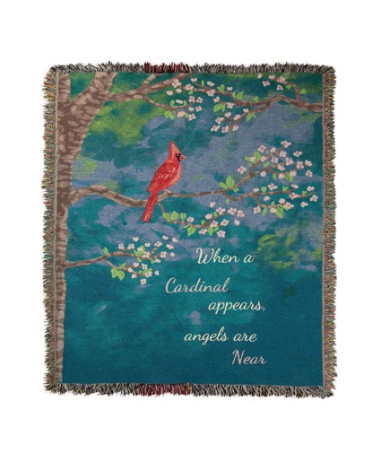 When A Cardinal Appears Light Tapestry Throw  When A Cardinal Appears Light Tapestry Throw 