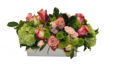 Whimsical Rosalinda Flowers in Oasis w/wo orchids