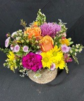 Whimsical Wish Flowers in a Birch Container