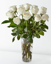Whimsically White Roses Vase Arrangement