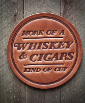 Whiskey & Cigars Leather Coaster 
