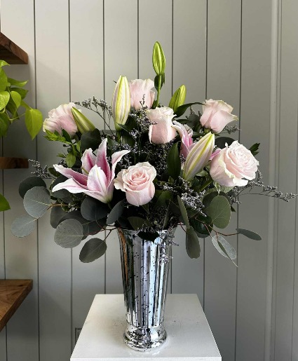 Whispering Pink Roses & Lilies 