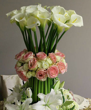 Whispers of Calla Lilies Centerpiece in Stratford, OK | Stratford Floral Mercantile