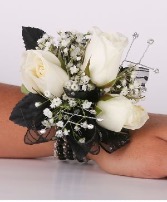 White and black corsage  
