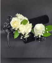 White and black corsage and boutonniere set  Prom 